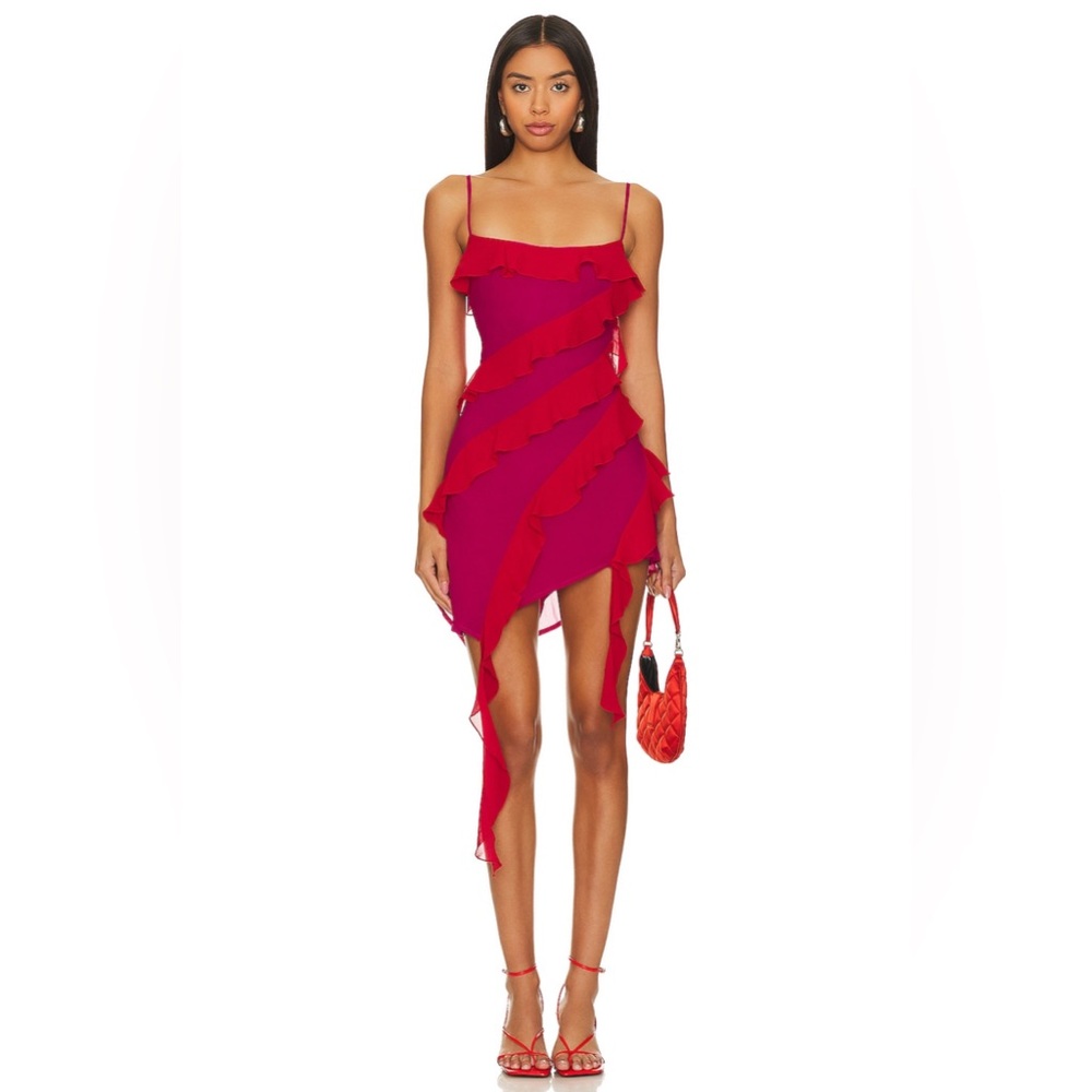 Lovers and Friends Marisol Mini Dress in Pink & Red